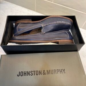 Johnston & Murphy Men’s Leather Loafers – Navy Blue – Size 12M